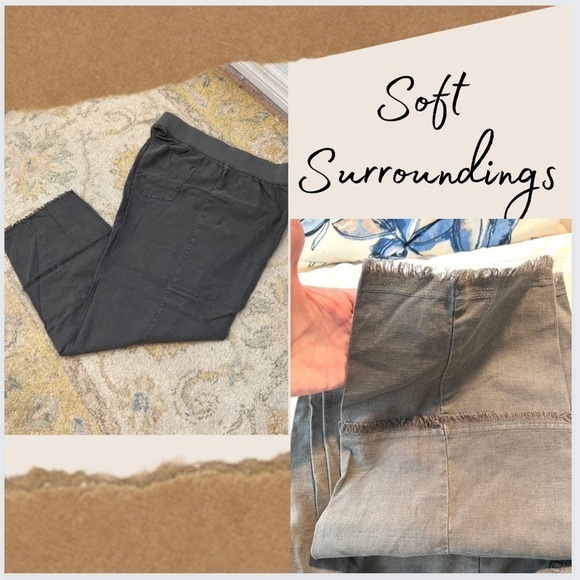 Soft Surroundings, Olive Pant, Fringed Bottom,Easy Pull-On w/Thick Band,Size MP - Picture 5 of 10